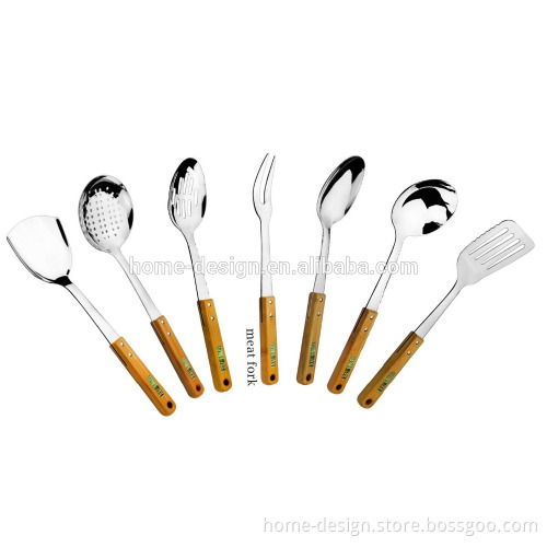 stainless steel kitchenware set with bamboo handle/kitchen utensils